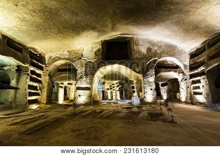 Naples, Italy -march 31, 2012: Inside The Catacombs Of San Gennaro In The Heart Of City Of Naples, I