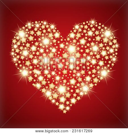 Heart Made With Golden Stras. Vector Illustration