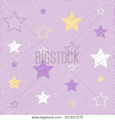 Background With Stars, Vintage Abstract Backdrop With Subtle Grunge Texture, Minimalist Pattern, Fes
