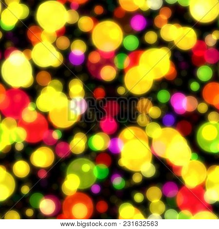 Seamless Glow Bokeh Spray Background. Abstract Colorful Square Pattern With Glitter Particles With D