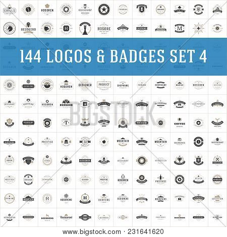 Vintage Logos Design Templates Set. Vector Logotypes Elements Collection, Icons Symbols, Retro Label