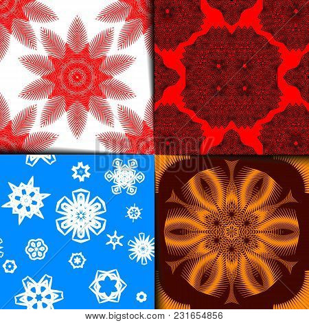 Seamless Geometric Pattern Set. Colorful, Monochromatic, High Contrast, Simple Vector Design For Web