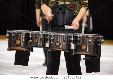 Percussion Instrument With Different Tuned Drums That Are Used In Drum Corps And Maching Bands