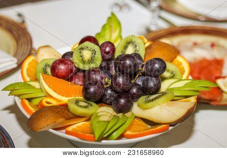 Beautifully Laid Out Fruit In Plate Table Setting