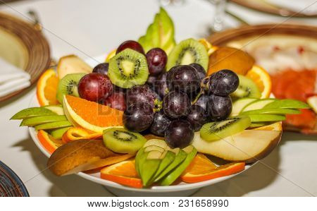 Beautifully Laid Out Fruit In Plate Table Setting