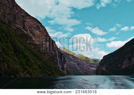 Waves In Geiranger Fjord During Boat Trip