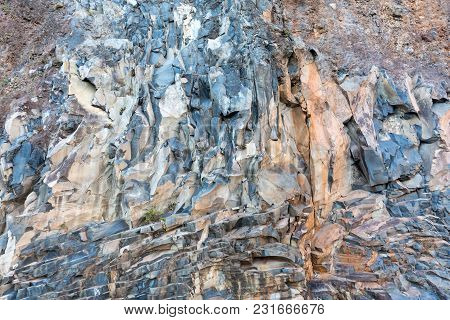 Cliff Along The Promenade In Porto Da Cruz On Madeira. Portugal
