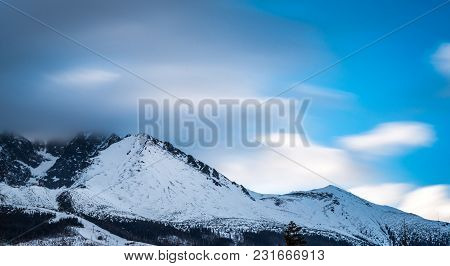 Lomnicky Stit Hill In Tatra Mountains Winter Landscape