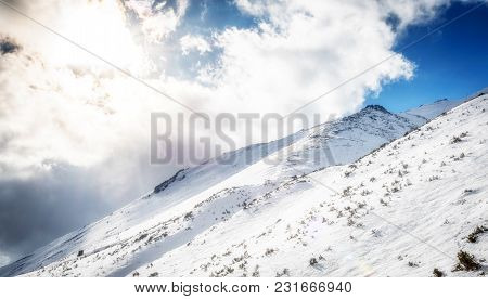 Lomnicky Stit Hill In Tatra Mountains Winter Landscape