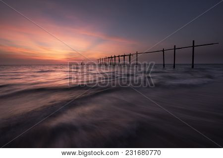 Beautiful Colored Sky During Sunset At Pilai Beach, Phang-nga Province, Thailand