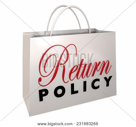 Return Policy Satisfaction Guaranteed Shopping Bag 3d Illustration