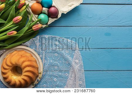 Wooden Easter Background With Blank Space For Text