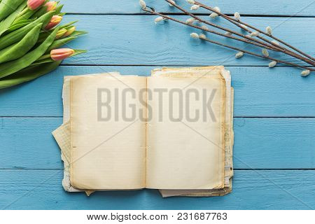 Wooden Easter Background With Blank Space For Text