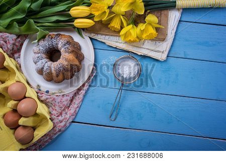 Easter Background With Pound Cake