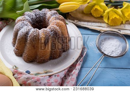 Easter Background With Pound Cake