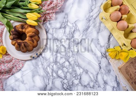 Easter Background With Pound Cake