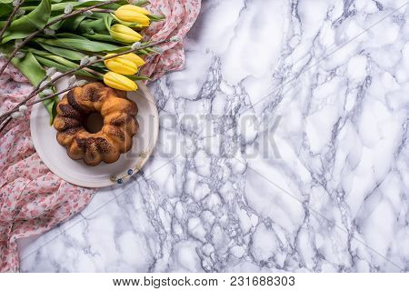 Easter Background With Pound Cake