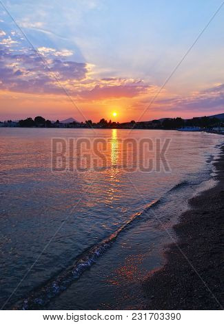 Sunset Landscape At Eretria Beach Euboea Greece - Greek Summer Destination