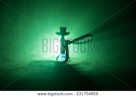 Hookah Hot Coals On Shisha Bowl With Black Background. Stylish Oriental Shisha. Shisha Concept