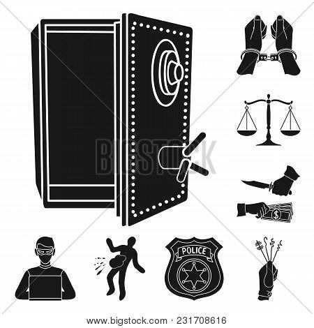 Crime And Punishment Black Icons In Set Collection For Design.criminal Vector Symbol Stock  Illustra