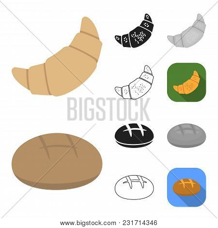 Types Of Bread Cartoon, Black, Flat, Monochrome, Outline Icons In Set Collection For Design. Bakery 