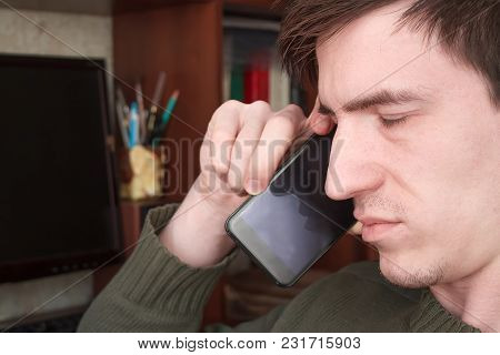 Young Guy Talking On Black, Shut His Eyes
