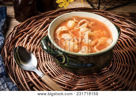Fresh Tomato Soup With Conchigliette.