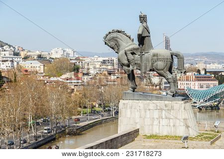 Monument To Tsar Vakhtang Gorgasali, Landmark Tbilisi, Georgia.  April 17, 2015