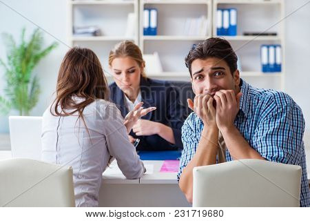 Young family dissappointed at high interest mortgage rate in bank