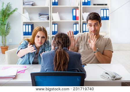 Young family dissappointed at high interest mortgage rate in bank
