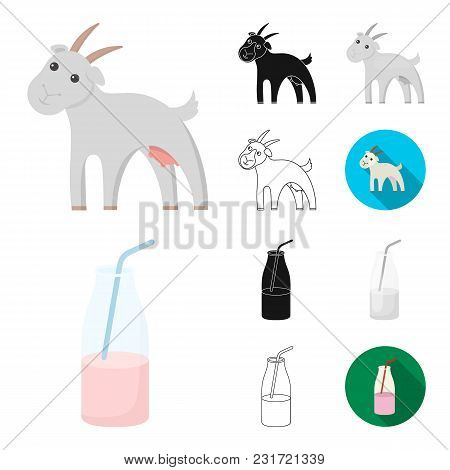 Milk Product Cartoon, Black, Flat, Monochrome, Outline Icons In Set Collection For Design.milk And F