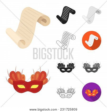 Theatrical Art Cartoon, Black, Flat, Monochrome, Outline Icons In Set Collection For Design.theater 