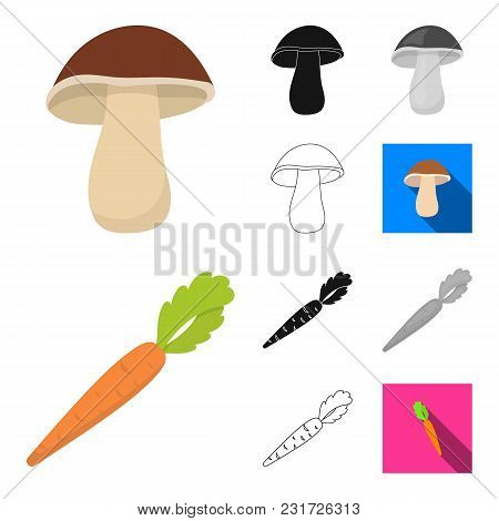 Different Kinds Of Vegetables Cartoon, Black, Flat, Monochrome, Outline Icons In Set Collection For 