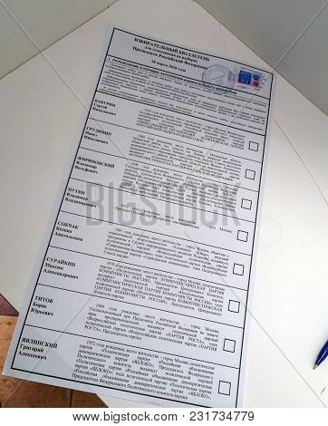 Moscow, Russia - March 18, 2018: The Ballots For Election Of President.