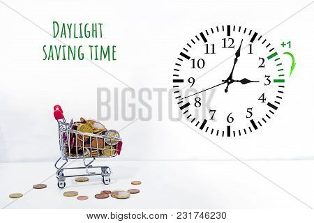 Daylight Saving Time. Dst. Wall Clock Going To Winter Time.