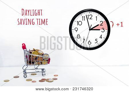 Daylight Saving Time. Dst. Wall Clock Going To Winter Time.