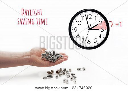 Daylight Saving Time. Dst. Wall Clock Going To Winter Time.