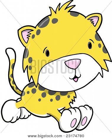 Niedliche Safari Cheetah Leopard Cub Vector Illustration Kunst