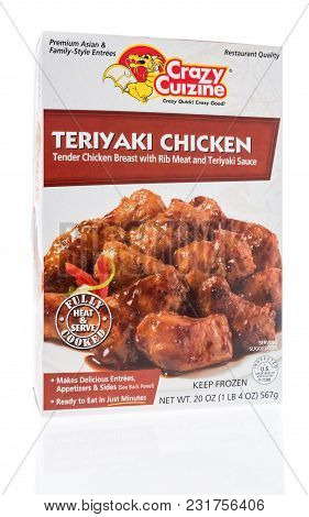 Winneconne, Wi - 17 March 2018: A Box Of Crazy Cuizine Teriyaki Chicken On An Isolated Background.