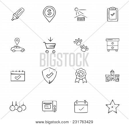 Doodle Business Icons Set For Website Design