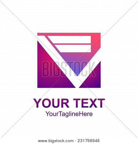 Initial Letter Fv Logo Template Colorfull Square Design For Business And Company Identity