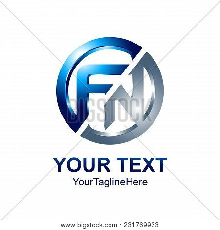 Initial Letter Fn Logo Template Colored Blue Circle Design For Business And Company Identity
