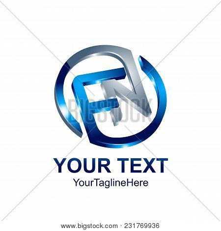 Initial Letter Fn Logo Template Colored Blue Circle Design For Business And Company Identity