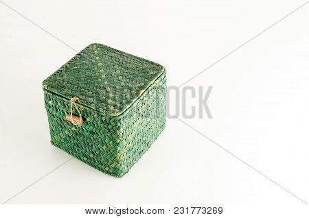Vimini Wicker Boxes Isolated On White Background