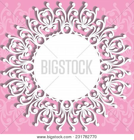 Collection Of Round Lacy Napkin For Your Text Or Photo. Elegant Design . Vector Illustration . It Ca
