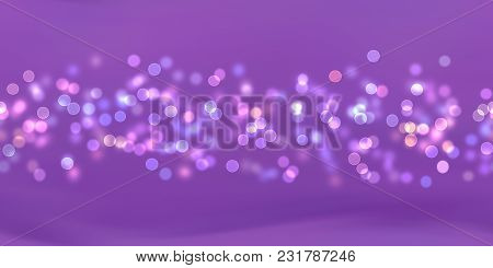 Glow Bokeh Spray Background. Abstract Colorful Horizontal Hero Header With Glitter Particles With De