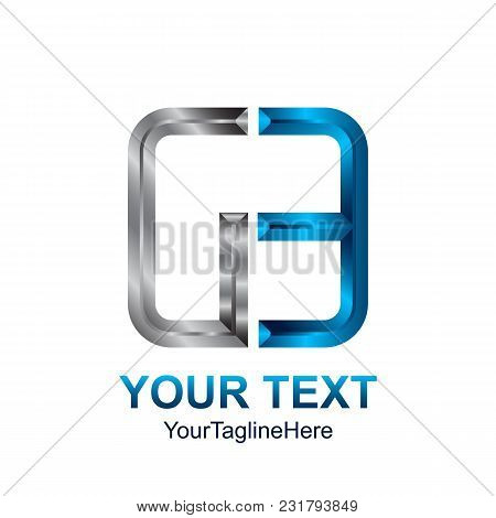 Initial Letter Ge Or G3 Logo Template Colored Grey Blue Square Design For Business And Company Ident