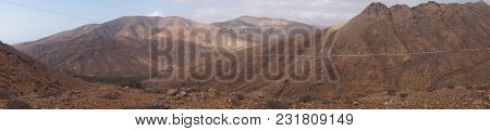 Viewpoint Montana Cardon - Colourful Landscape On The Canary Island Fuerteventura In Spain