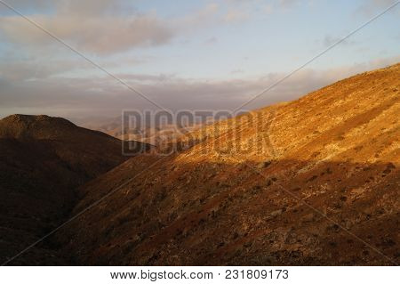 Viewpoint Montana Cardon - Colourful Landscape On The Canary Island Fuerteventura In Spain