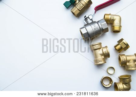 Various Plumbers Tools And Plumbing Materials Including Stainless Steel And Coper Pipe, Elbow Joint,